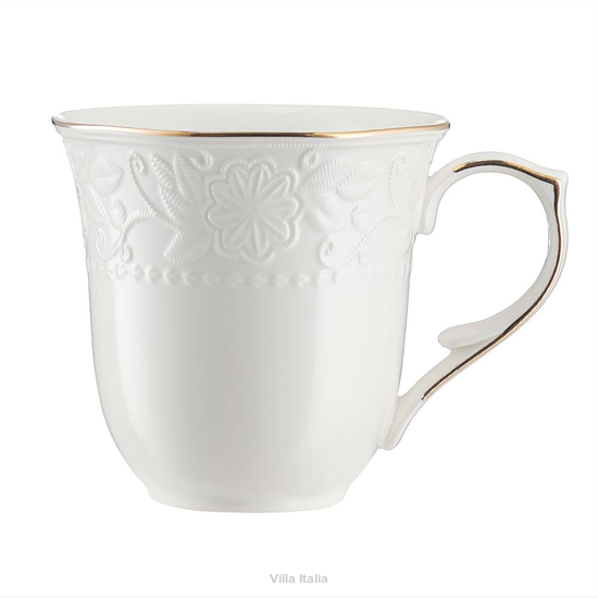 Kubek porcelanowy retro ze złotą obwódką