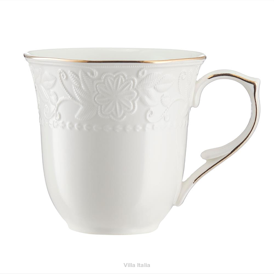 Kubek porcelanowy retro ze złotą obwódką