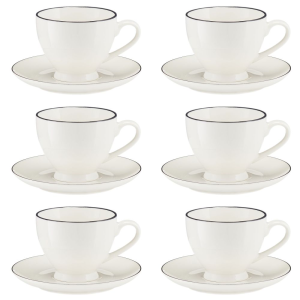 Komplet 6 filiżanek porcelanowych 220 ml ze spodkami BETTY