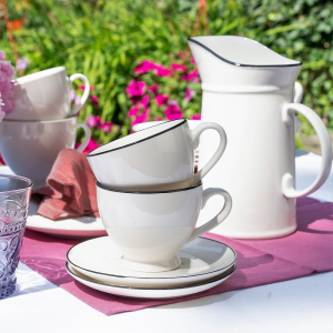 Komplet 6 filiżanek porcelanowych 220 ml ze spodkami BETTY
