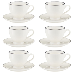 Komplet 6 filiżanek porcelanowych 220 ml ze spodkami BETTY