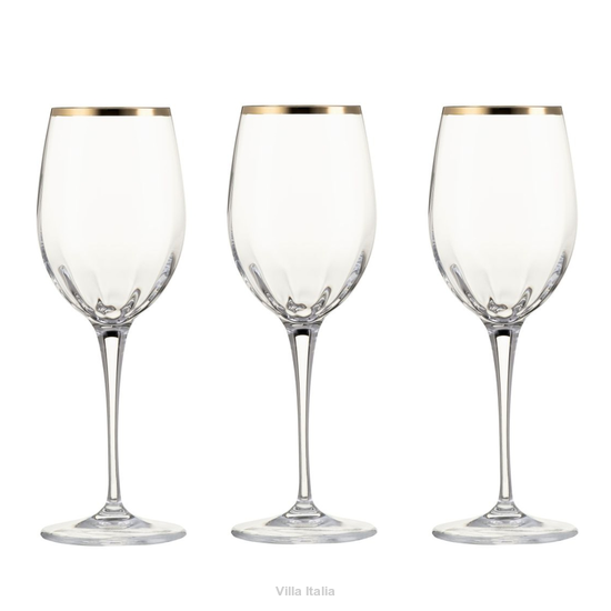 Komplet kieliszków do białego wina ze złotym paskiem