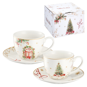Filiżanki świąteczne zestaw 2 sztuki porcelanowe CHRISTMAS TREE