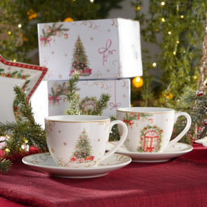 Filiżanki świąteczne zestaw 2 sztuki porcelanowe CHRISTMAS TREE