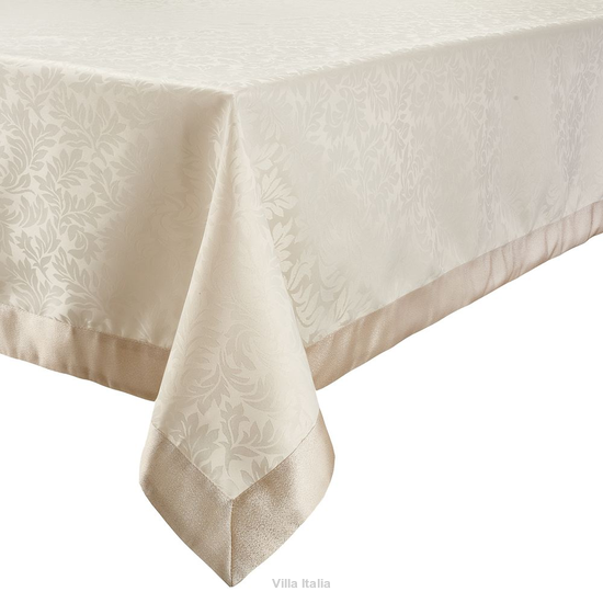 Obrus kremowy 140 x 300 cm żakardowy LINDA