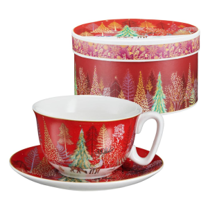 Filiżanka do herbaty porcelanowa 300 ml ze spodkiem NATALE