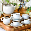 Filiżanka do kawy herbaty 230 ml porcelanowa ze spodkiem PLUS PLATIN 3