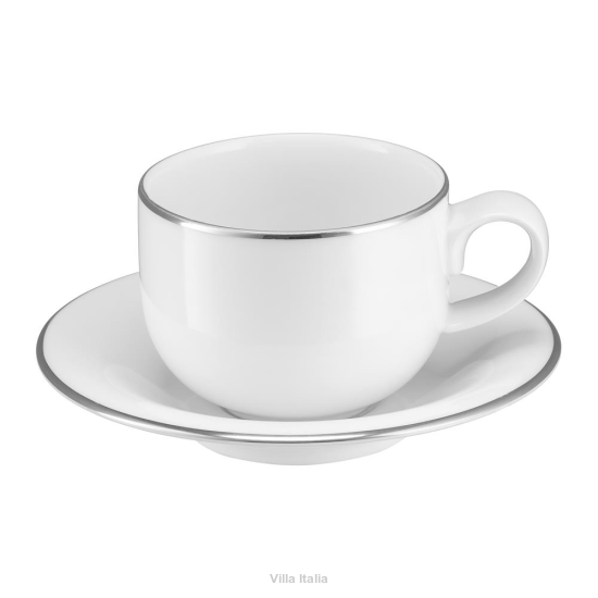 Filiżanka do kawy herbaty 230 ml porcelanowa ze spodkiem PLUS PLATIN
