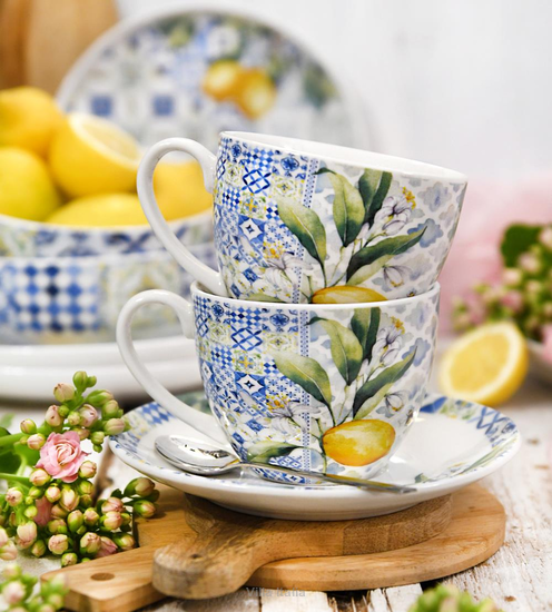Serwis obiadowo kawowy porcelanowy na 12 osób LIMONETTI