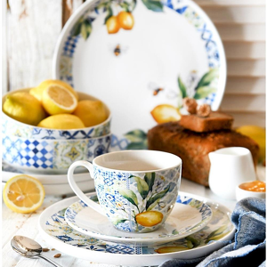 Serwis obiadowo kawowy porcelanowy na 12 osób LIMONETTI