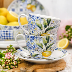 Serwis obiadowo kawowy porcelanowy na 12 osób LIMONETTI