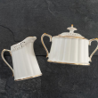 Serwis do kawy herbaty porcelanowy na 6 osób CLARA Gold Ivory 17