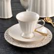 Serwis do kawy herbaty porcelanowy na 6 osób CLARA Gold Ivory 3