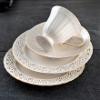 Serwis do kawy herbaty porcelanowy na 6 osób CLARA Gold Ivory 2