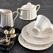 Serwis do kawy herbaty porcelanowy na 6 osób CLARA Gold Ivory 1