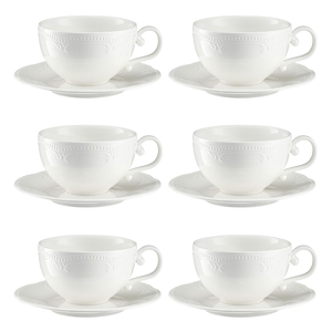 Komplet filiżanek porcelanowych 230 ml 6 sztuk WHITE PRINCESS