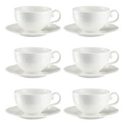 Komplet filiżanek porcelanowych 230 ml 6 sztuk WHITE PRINCESS