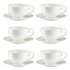 Komplet filiżanek porcelanowych 230 ml 6 sztuk WHITE PRINCESS