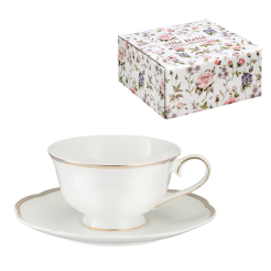 Filiżanka do herbaty porcelanowa 200 ml ze spodkiem EVELINE