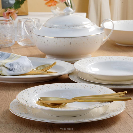 Serwis obiadowo kawowy porcelanowy na 12 osób z wazą DIANA