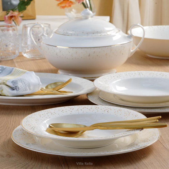 Serwis obiadowo kawowy porcelanowy na 12 osób z wazą DIANA