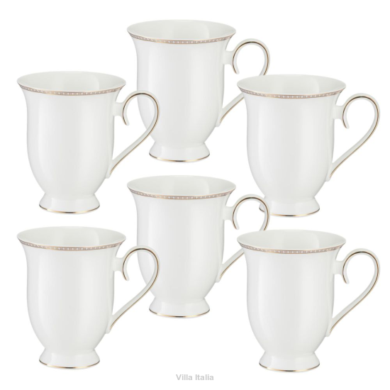 Zestaw kubków porcelanowych ze złotym wzorem