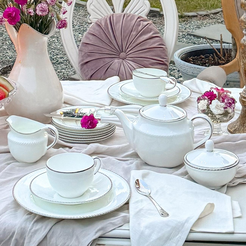 Serwis kawowy porcelanowy na 12 osób FLORIAN