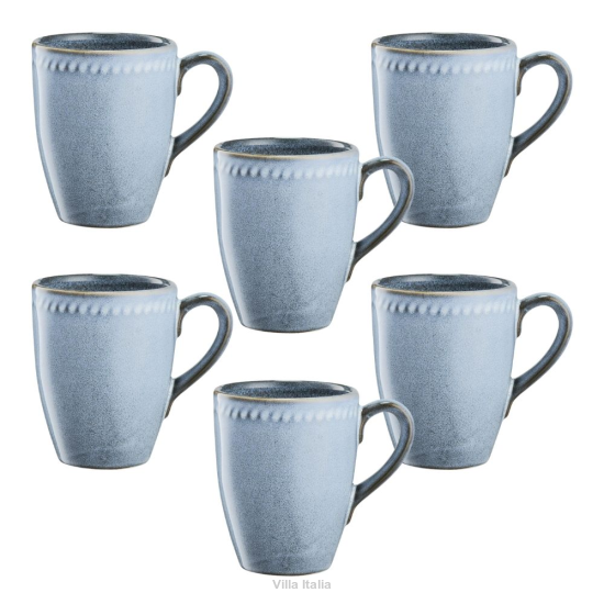 Zestaw kubków ceramicznych niebieskich 380 ml 6 sztuk DENIM