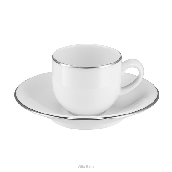 biała filiżanka do kawy espresso z platynową obwódką