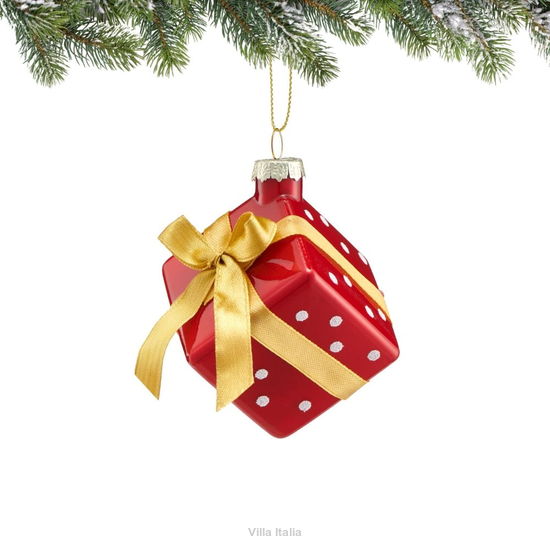 bombka szklana z brokatem i wstążką