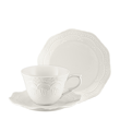 filiżanka ze spodkiem i talerzyk na ciasto - porcelana z reliefem