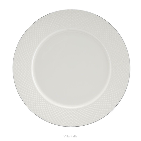 Talerz porcelanowy z platynową obwódka i tłoczeniem w formie drobnej kostki