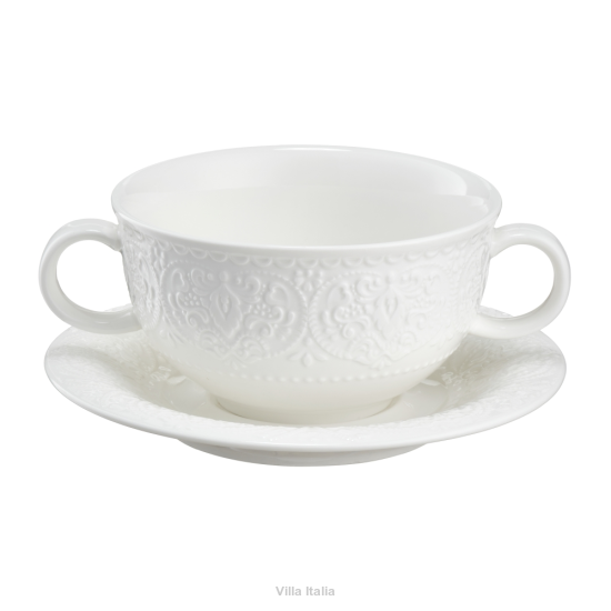 Bulionówka ze spodkiem porcelanowa