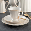 Serwis do kawy herbaty porcelanowy na 12 osób z dzbankiem CLARA Gold Ivory 20