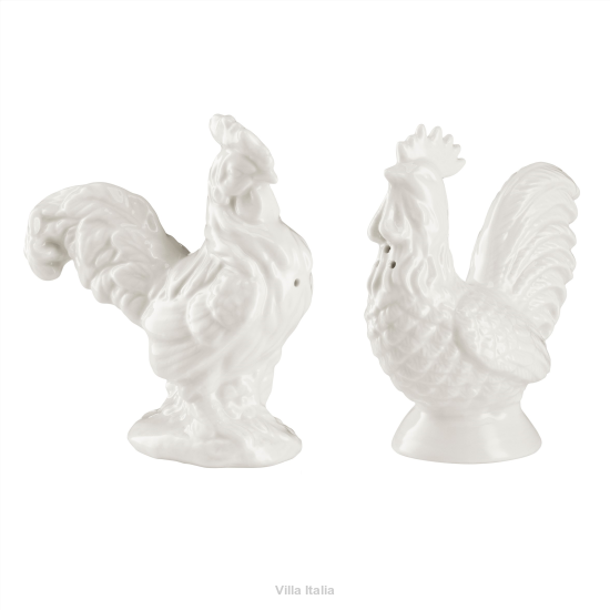 Zestaw porcelanowy kogutki Solniczka i pieprzniczka CLARA Ivory