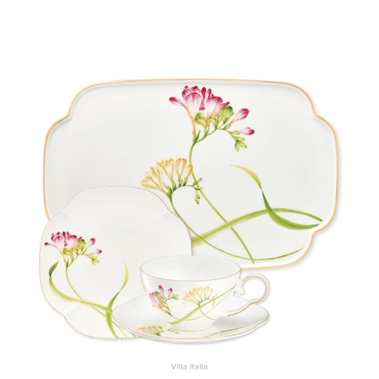 serwis do herbaty zdobiony złotem z porcelany Villa Italia