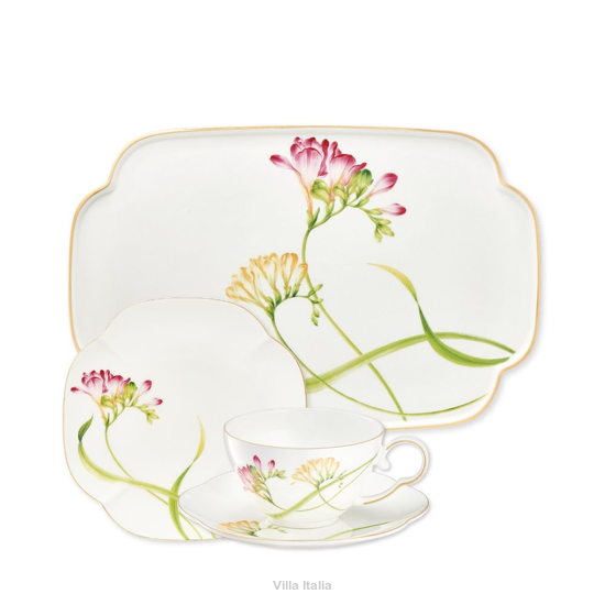 serwis do herbaty zdobiony złotem z porcelany Villa Italia