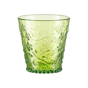 zielona szklanka z kwiatowym wzorem