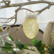 Bombka szklana jajko z piórami żółte 11,5 cm 2