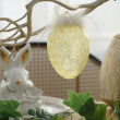 Bombka szklana jajko z piórami żółte 11,5 cm 1