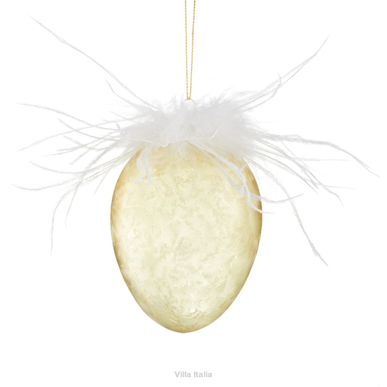 zawieszka wielkanocna w kształcie jajka z piórami
