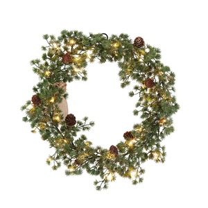 Wianek świąteczny z lampkami LED 35 cm oszroniony