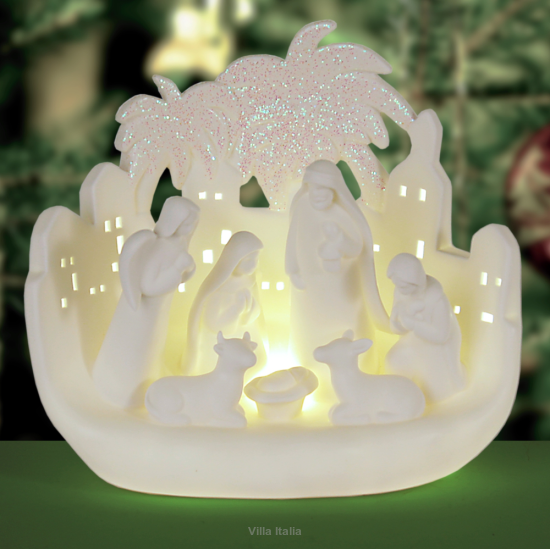 Lampion porcelanowy CHRISTMAS - LED bożonarodzeniowa szopka 