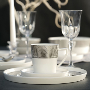 Serwis kawowy porcelanowy na 12 osób SHIRO  duże filiżanki