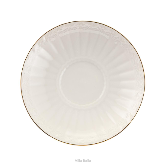 Podstawka pod filiżankę z kremowej porcelany z linią złota