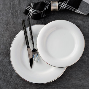 Serwis obiadowy porcelanowy Komplet talerzy na 6 osób PLUS PLATIN