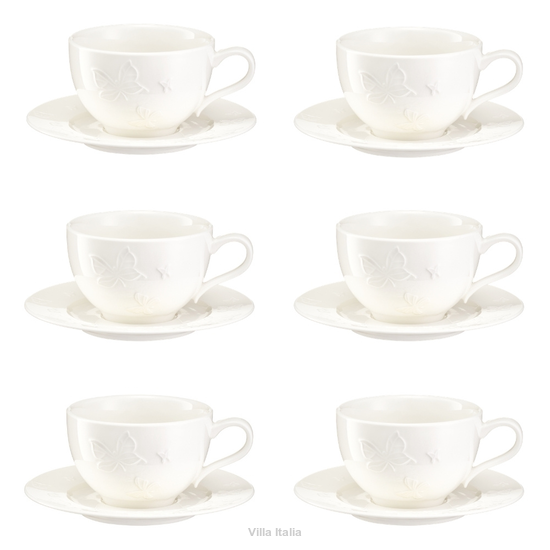 Komplet filiżanek do kawy porcelanowych 200 ml 6 sztuk VANESSA