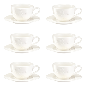 Komplet filiżanek do kawy porcelanowych 200 ml 6 sztuk VANESSA