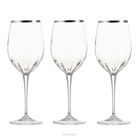 Komplet kieliszków do czerwonego wina z platynowym paskiem