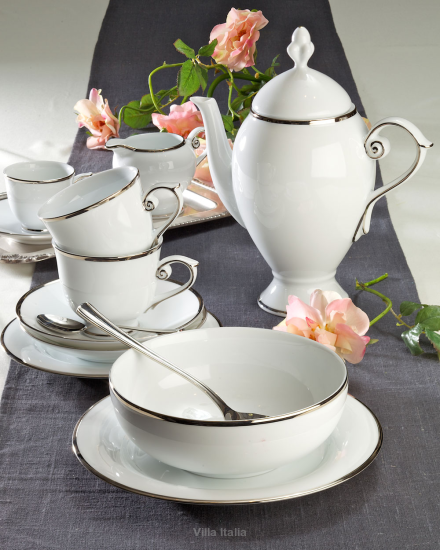 Serwis do herbaty porcelanowy na 12 osób OPERA PLATIN 